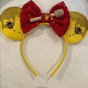 Sequin Red Bow and Yellow Ears Headband